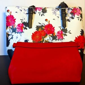 Joseph Ribkoff - Floral Tote With Inner Pouch - White/Black